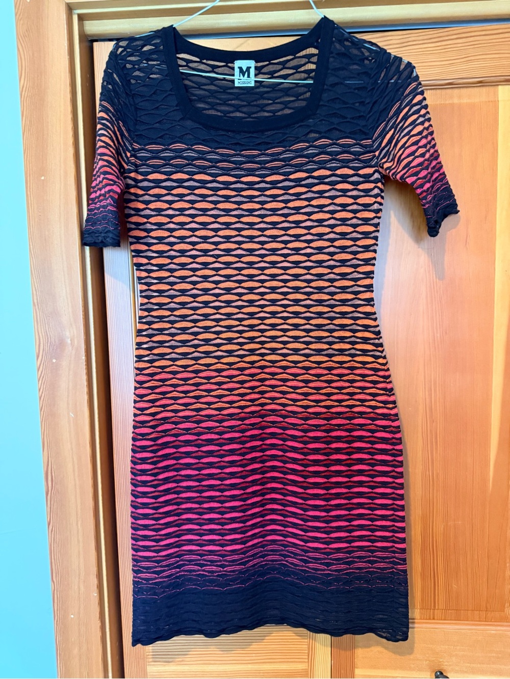 Missoni Black Ombre Knit BodyCon Dress with Orange Fade - S estimate - Picture 3 of 6